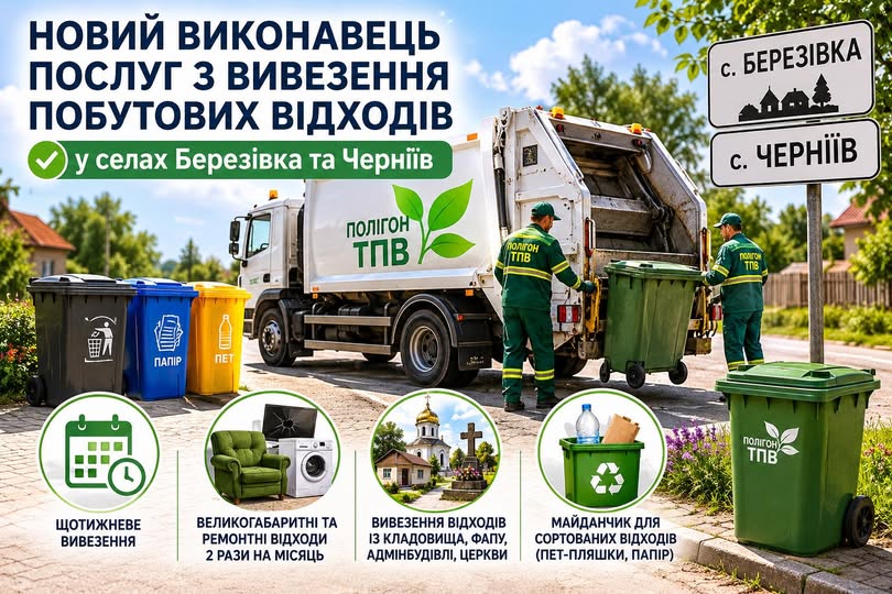 У селах Березівка та Черніїв буде новий виконавець послуг з вивезення побутових відходів