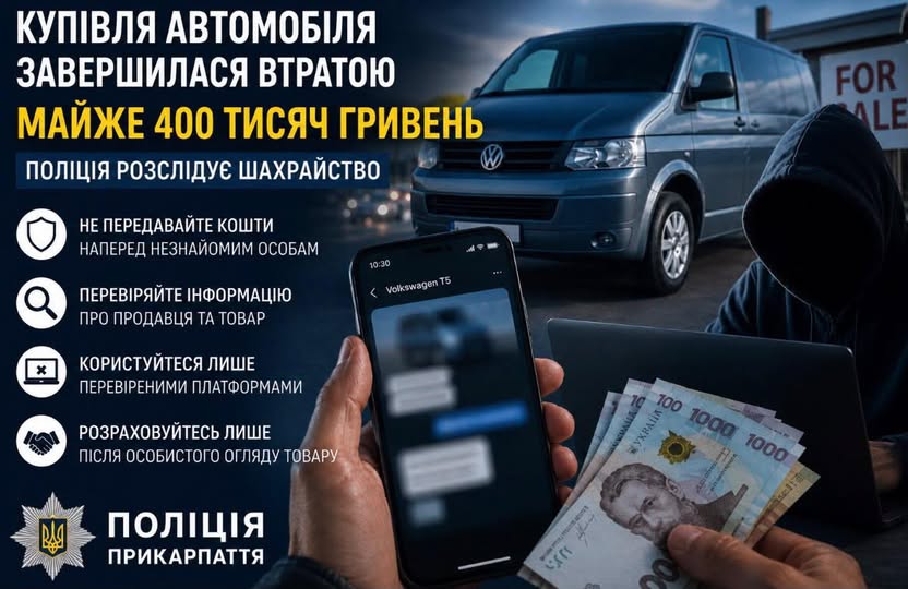 Псевдокупівля авто з-за кордону: калушанин довірився інтернет-шахраям і втратив майже 400 тисяч гривень