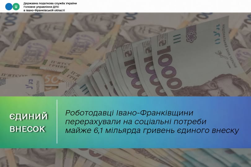 Роботодавці Івано-Франківщини перерахували на соціальні потреби майже 6,1 мільярда гривень єдиного внеску