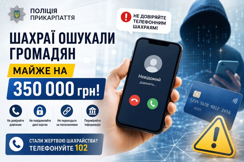 Поліція Прикарпаття застерігає: шахраї ошукали громадян майже на 350 тисяч гривень