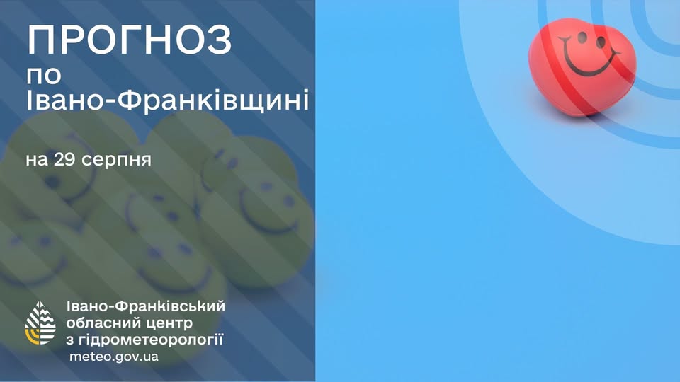 Прогноз погоди по Івано-Франківську та області на 29 серпня 2026 року