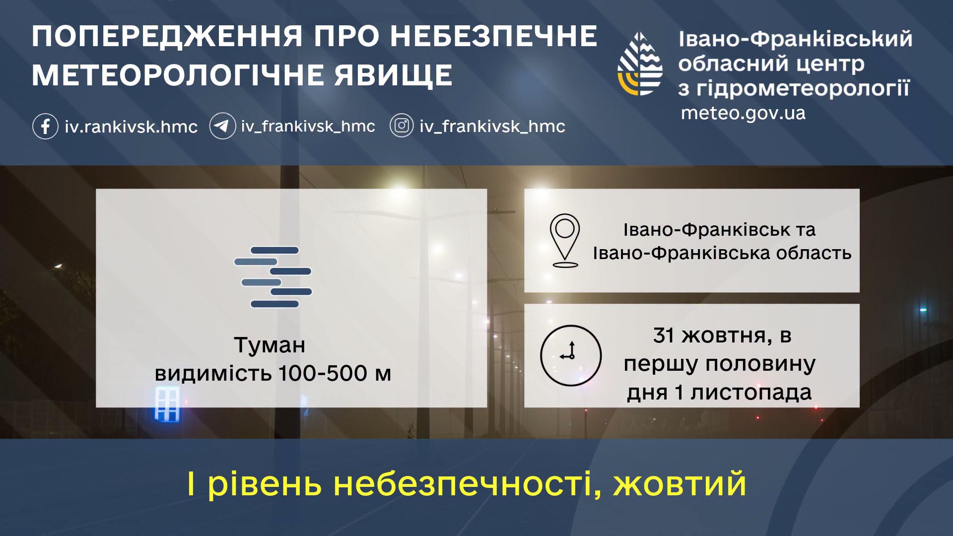 На Прикарпатті та в Івано-Франківську прогнозують туман із видимістю до 500 метрів